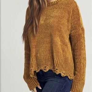 Show Me Your Mumu Ochre Chenille Knit Fawn Sweater Oversized Small